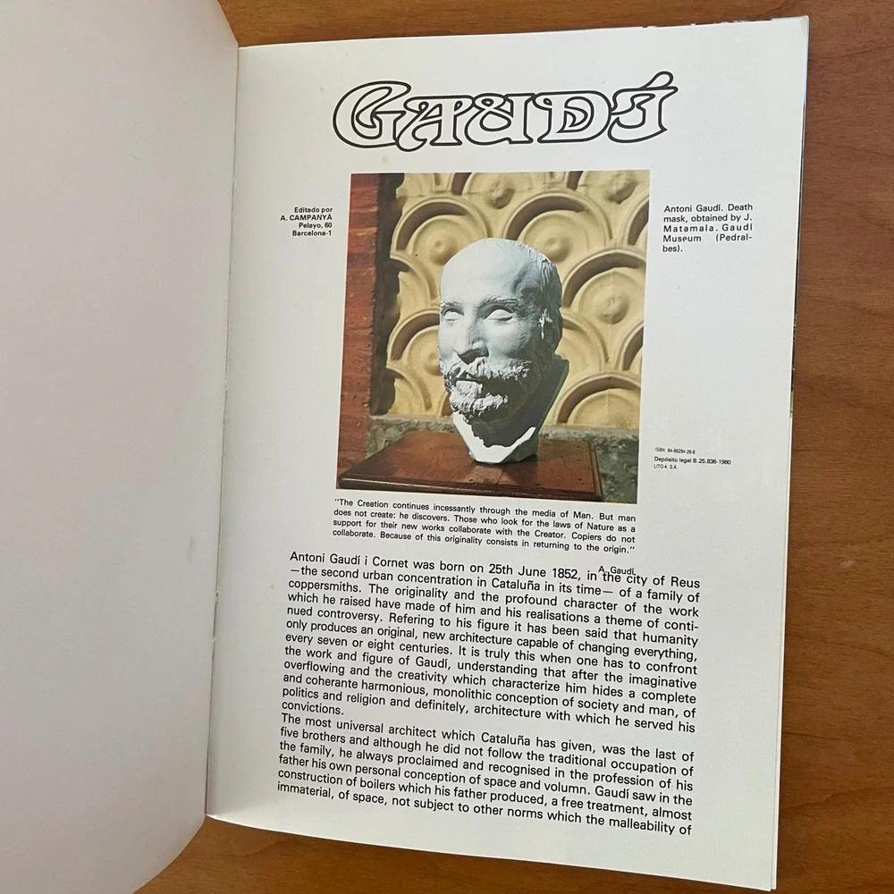 Antoni GAUDI 1980 Softcover Book By A. Campana Art Artist Catalan Architecture